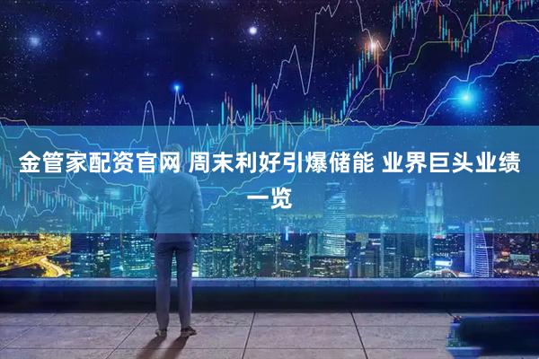金管家配资官网 周末利好引爆储能 业界巨头业绩一览